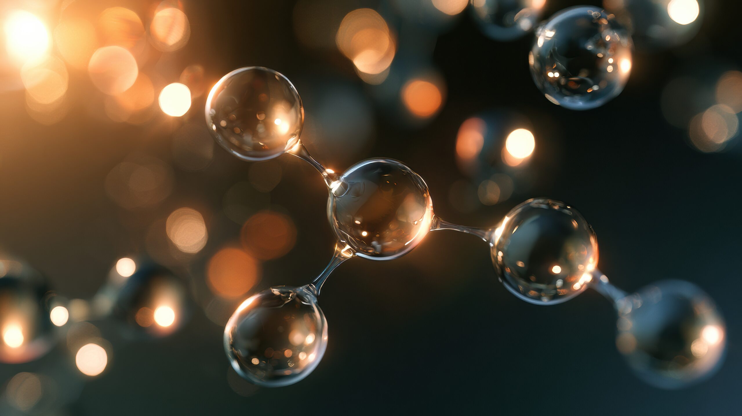 Molecular structure of a hormone glows softly in a bright scene, highlighting the concepts of endocrine health and biology.